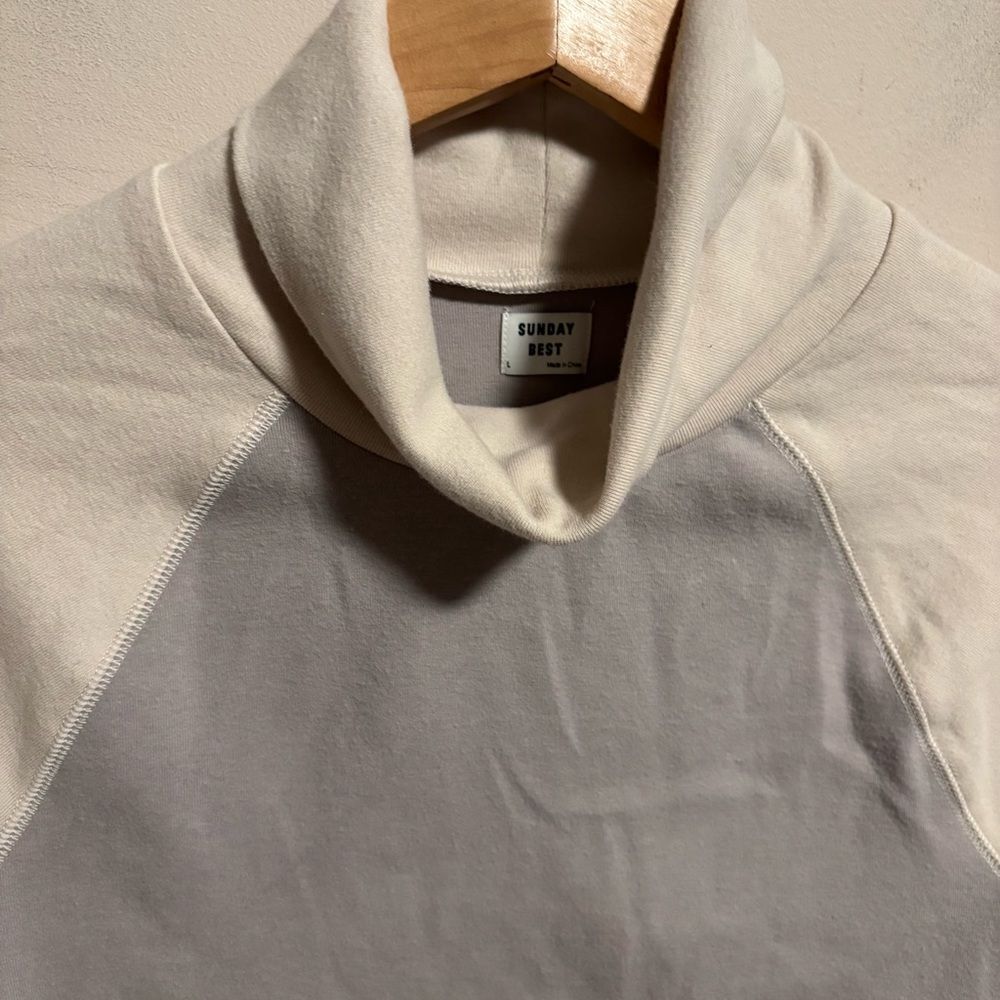 Aritzia Sunday Best Colorblock Turtle Neck Long Sleeve Crop T-Shirt- Size Large - Picture 2 of 8